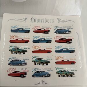 Lowriders Forever stamps, a commemorative collectible series issued by the USPS.